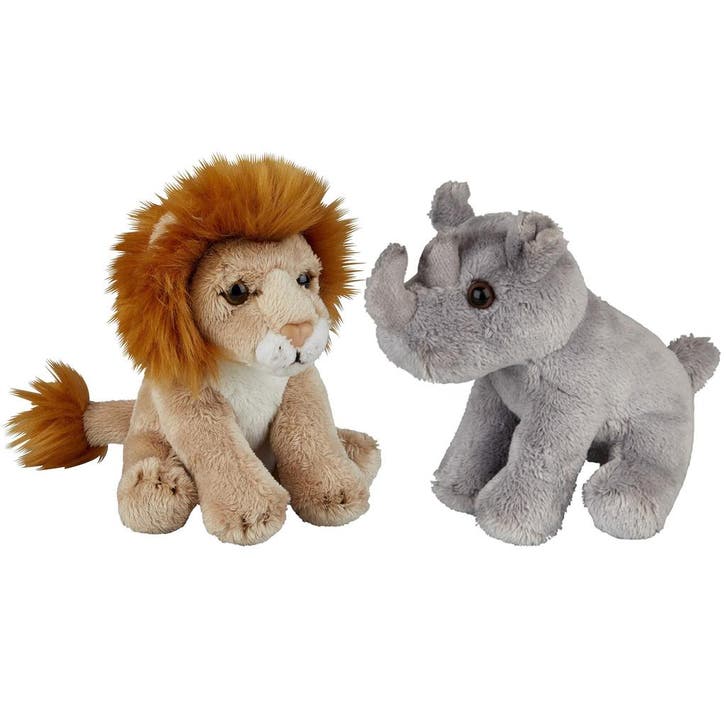 Ravensden - pluche safari knuffels - neushoorn en leeuw, Kinderen en Baby's, Speelgoed | Knuffels en Pluche, Verzenden