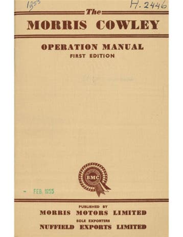 1954 MORRIS COWLEY INSTRUCTIEBOEKJE ENGELS
