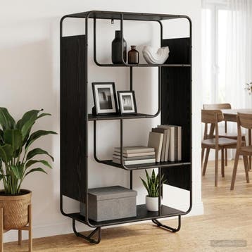 vidaXL buffetkast Zwart eiken 80 x 37,5 x 144 cm Bewerkt, Minder dan 50 cm, Verzenden, Nieuw, Minder dan 100 cm