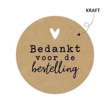 10 x Sticker kraft rond 50mm - Bedankt voor de bestelling, Ophalen of Verzenden, Nieuw