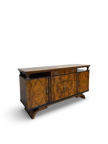 Credenza - Wortelnotenhout, Hout, Messing