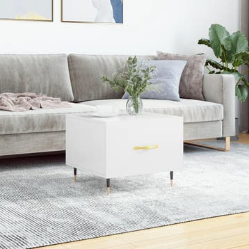 vidaXL Salontafel 50x50x40 cm bewerkt hout hoogglans wit, 50 tot 100 cm, Verzenden, Nieuw, 50 tot 100 cm