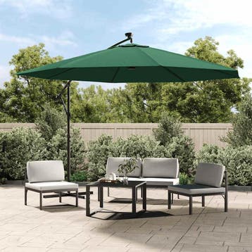vidaXL Zweefparasol met LED-verlichting en metalen paal 350, Verzenden, Nieuw, 1 tot 2 meter, Zweefparasol