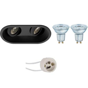 GU10 Inbouwspot Set - Mat Zwart - Dimbaar - Inbouw Ovaal, Huis en Inrichting, Lampen | Spots, Metaal of Aluminium, Nieuw, Ophalen of Verzenden