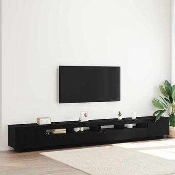vidaXL Tv-meubelset 3 st 300 x 35 x 40 cm Zwart, Minder dan 50 cm, Verzenden, Nieuw, Minder dan 100 cm