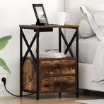vidaXL Nachtkastje 2 pcs Gerookt eiken 40 x 31 x 60 cm, Minder dan 45 cm, Verzenden, Nieuw, 55 tot 70 cm