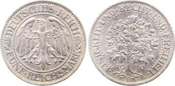 Duitsland 5 Reichsmark 1930 F Eichbaum vz kl Randfehler z..., Verzenden