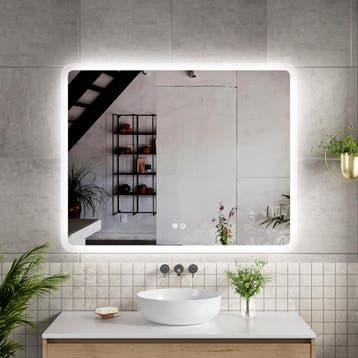 Badkamerspiegel met LED en verwarming - Rechthoek - 100x80cm, Doe-het-zelf en Verbouw, Sanitair, Verzenden, Nieuw
