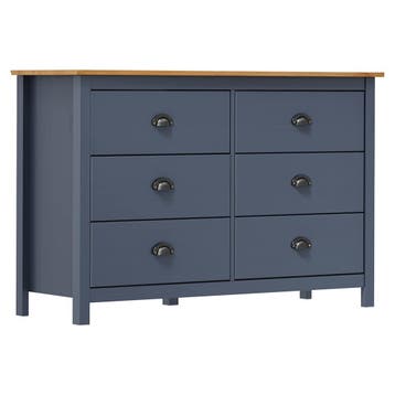 vidaXL Dressoir Hill 125x40x80 cm massief grenenhout grijs, 100 tot 150 cm, Verzenden, Nieuw, Grenenhout