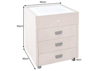 Nachtkastje TOULOUSE met LED-verlichting 55 cm fluweel beige, Ophalen of Verzenden, Nieuw