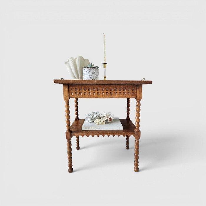 Bijzettafel - Eik, Antiek en Kunst, Curiosa en Brocante