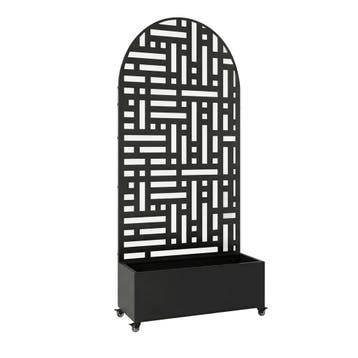Plantenbak met privacyscherm Bernalda 190x82x38 cm zwart cas, Verzenden, Nieuw