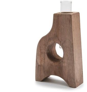 Decoratief Wooden Flowerholder met 1 Reageerbuis 12x5x19 cm, Ophalen of Verzenden, Nieuw