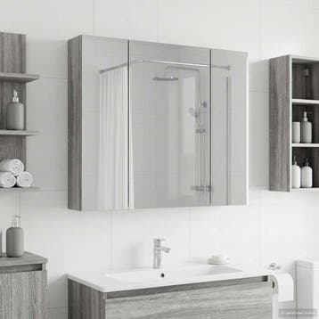 vidaXL Badkamer spiegelkast met plank Grijs Sonoma 80 x 14.5, Verzenden, Nieuw