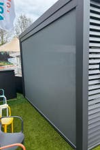 Suns Alvaro gordijn grijs/MRG - textileen - 372 cm. OP=OP, Tuin en Terras, Tuinsets en Loungesets, Verzenden, Nieuw, Overige materialen