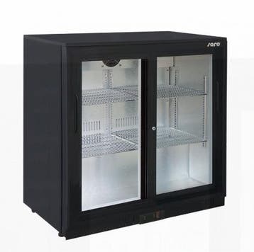 Barkoelkast | 2 Glazen Deuren | Zwart | 198L Saro, Verzenden, Nieuw in verpakking
