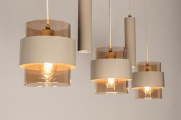 Rietveld Hanglampen - Beige - Glas, Metaal, Verzenden, Nieuw