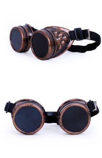 KIMU® Goggles Steampunk Bril Koper Montuur Zonnebril Glazen, Ophalen of Verzenden, Nieuw, Feestartikel, Carnaval