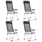 vidaXL Campingstoelen inklapbaar aluminium zwart 4 st, Caravans en Kamperen, Kampeermeubelen, Verzenden, Nieuw