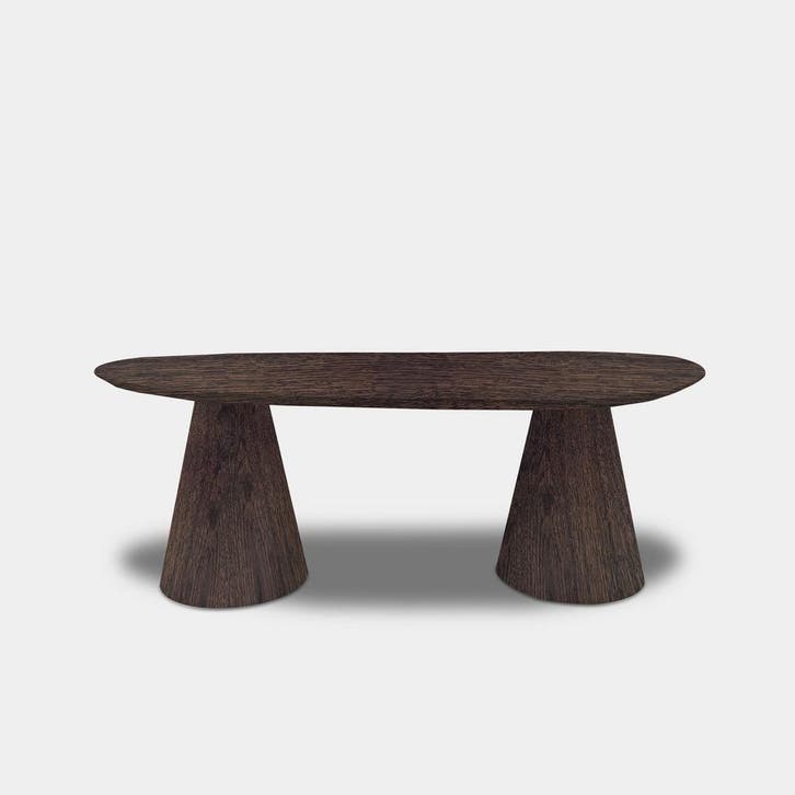 Tafel organisch eikenhout  Set Kegelpoot  270x120, Huis en Inrichting, Tafels | Eettafels