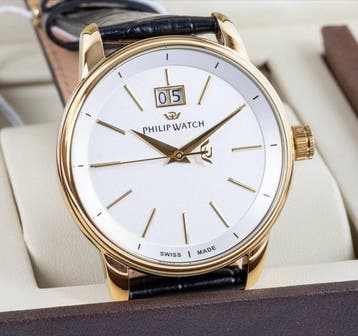 Philip Watch - ANNIVERSARY - Classic - Gold/white - Swiss, Sieraden, Tassen en Uiterlijk, Horloges | Heren, Nieuw