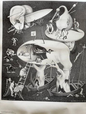 M.C Escher - baarn Holland - Hell - Jaren 1980, Antiek en Kunst