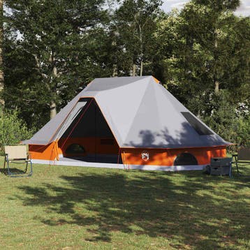 vidaXL Tipi Tent 10-persoons Grijs en Oranje taft, Verzenden, Nieuw, Tot en met 2