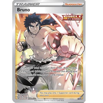 Bruno 158/163 Trainer Full Art Battle Styles, Ophalen of Verzenden, Nieuw, Losse kaart, Foil