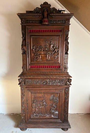Atelier - Kabinet - Eik - Handgesneden kast Bretons