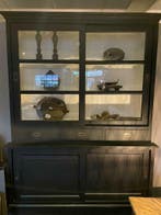 Vitrinekast 170 cm Landelijk  schuifdeur  hout glas voorraad, 150 tot 200 cm, Nieuw, Met lade(s), Verzenden