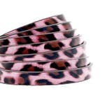 1 meter plat 5mm imi leer leopard print Pink, Ophalen of Verzenden, Nieuw, Draad