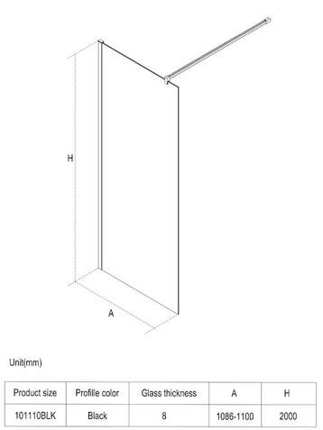 SALE - Roka 110 x 200 - 8mm - Inloopdouche - Mat zwart, Ophalen of Verzenden, Nieuw