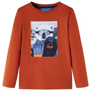 vidaXL Kindershirt met lange mouwen 128 lichtroestkleurig, Verzenden, Nieuw