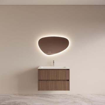 Badmeubelset BWS Riga Met Asia Wastafel Wit 80 cm Donker, Ophalen of Verzenden, Nieuw, Bad