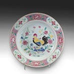 Haan op rots - Bord - Porselein - Yongzheng/vroeg Qianlong