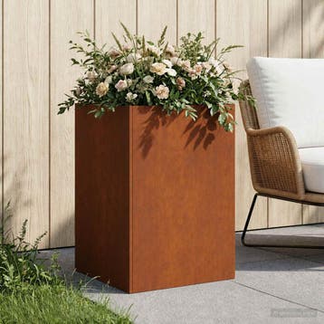 vidaXL Plantenbak Roestkleurig 50 x 50 x 75 cm weervast, Verzenden, Minder dan 60 cm, Nieuw, Metaal