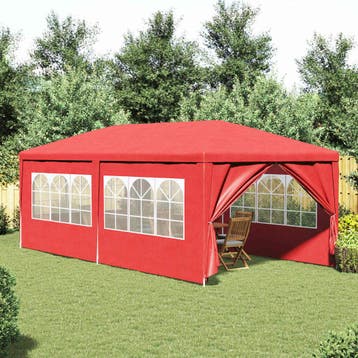 vidaXL Partytent 600 x 300 x 255 cm Rood PE en staal, Verzenden, Nieuw, Partytent