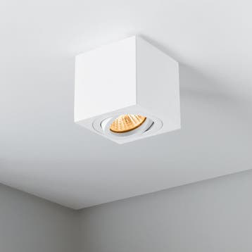 Opbouw spot armatuur wit | 80x80mm | vierkant | dimbaar, Ophalen of Verzenden, Nieuw, Metaal, Plafondspot of Wandspot
