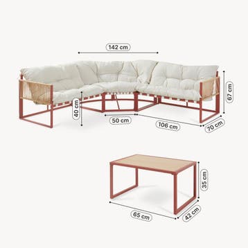 Loungeset Karg tuinset met kussens rood en beige casa.pro, Verzenden, Nieuw