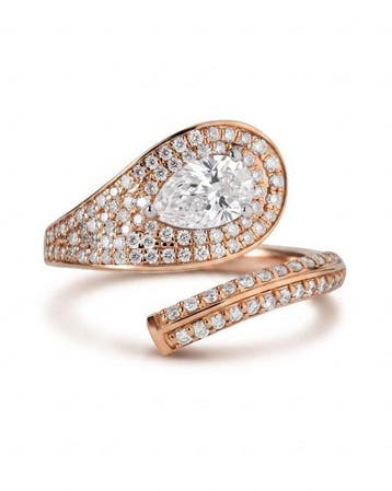 Statement ring - 18 karaat Witgoud, Roségoud - 1.17ct. tw.