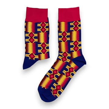 Afrikaanse sokken / Afro sokken / Kente sokken - Blauw / Roz, Ophalen of Verzenden, Nieuw