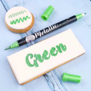 Sweet Stamp Stift Eetbare Inkt Dubbelzijdig Metallic Groen, Verzenden, Nieuw