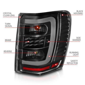 ANZO 1999-2004 Jeep Grand Cherokee LED Tail Lights w/ Light, Ophalen of Verzenden, Nieuw