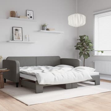 vidaXL Slaapbank met onderschuifbed 100x200 cm stof, Huis en Inrichting, Slaapkamer | Bedden, 100 cm, Eenpersoons, Verzenden, Nieuw