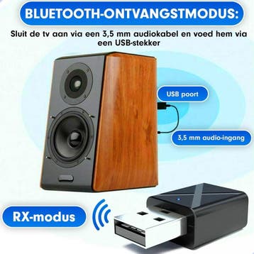 2-in-1 Bluetooth 5.0 Zender &amp; Ontvanger – Tweedekansje, Ophalen of Verzenden, Zo goed als nieuw