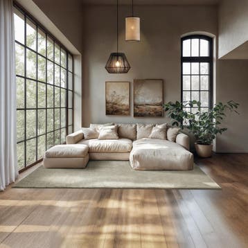 Kortpolig vloerkleed Soft Zone - 160 x 230 cm, zandkleur, Verzenden, Nieuw