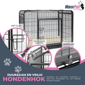 MaxxPet Hondenbench met Plaid - Verrijdbaar - 110x71x78cm, Verzenden, Nieuw