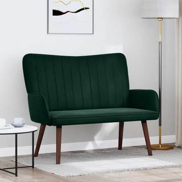 vidaXL 2-Zits Sofa Donkergroen 115 x 61 x 87 cm fluweel, Huis en Inrichting, Banken | Bankstellen, Verzenden, Minder dan 150 cm