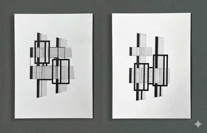 Eugène Eechaut (1928-2019) - Abstract diptych - framed - 43, Antiek en Kunst, Kunst | Designobjecten