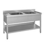 GGM Gastro | RVS spoeltafel ECO - 1600x700mm - met onderblad, Verzenden, Nieuw in verpakking, RVS Meubilair